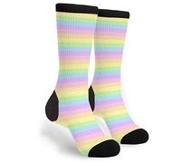 Cute Pastel Rainbow Men Women Walking Socks Funky Hiking Socks Super Soft Warmer Sock For Workout Trekking Sport