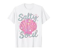 Cute Pastel Seashell Beach Shirt Retro Daisies Coastal Vibes T-Shirt