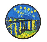 Cute-Patch 3.5" Starry Night Over The Rhone Embroidered Iron on sew on Patch Van Gogh Painting
