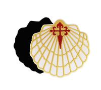 Cute-Patch Scallop Shell Patch with Cross of Saint James Camino De Santiago Camigas Embroidered Hook and Loop Patch