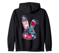 Cute Patchwork Bunny Christmas Joy Zip Hoodie