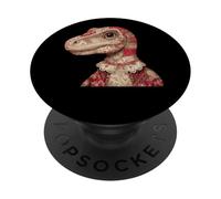 Cute Patchwork Dinosaur With Lace Collar Vintage Floral PopSockets Adhesive PopGrip