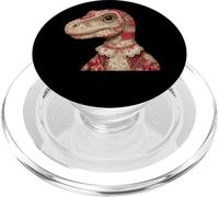 Cute Patchwork Dinosaur With Lace Collar Vintage Floral PopSockets PopGrip for MagSafe