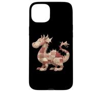 Cute Patchwork Dragon Rustic Vintage Quilting Fantasy Case for iPhone 15 Plus