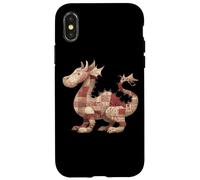Cute Patchwork Dragon Rustic Vintage Quilting Fantasy Case for iPhone X/XS