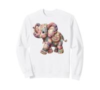 Cute Patchwork Elephant Floral Quilted Art Sweatshirt