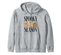 Cute Patchwork Ghosts Spooky Season Halloween Dance Party Zip Hoodie