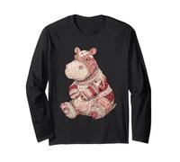 Cute Patchwork Hippo Vintage Floral Quilting Lover Long Sleeve T-Shirt