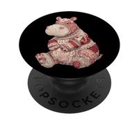 Cute Patchwork Hippo Vintage Floral Quilting Lover PopSockets Adhesive PopGrip
