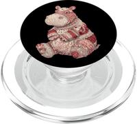 Cute Patchwork Hippo Vintage Floral Quilting Lover PopSockets PopGrip for MagSafe