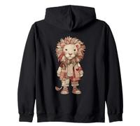 Cute Patchwork Lion Rustic Vintage Nursery Zip Hoodie