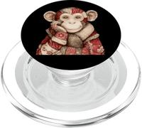 Cute Patchwork Monkey Vintage Animal Portrait Style PopSockets PopGrip for MagSafe