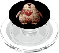 Cute Patchwork Penguin With Red Heart Cozy Winter PopSockets PopGrip for MagSafe