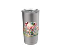 Cute Patchwork Pig Pastel Garden Illustration Stainless Steel Insulated Tumbler
