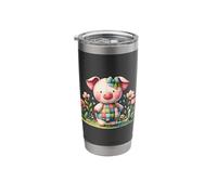 Cute Patchwork Pig Pastel Garden Illustration Stainless Steel Insulated Tumbler
