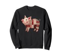 Cute Patchwork Pig Rustic Farmhouse Country Sweatshirt