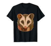 Cute Patchwork Possum Rustic Autumn Opossum Art Graphic T-Shirt