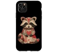 Cute Patchwork Raccoon Holding Red Heart Love Case for iPhone 11 Pro Max
