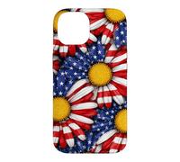 Cute Patriotic American Flag Daisy Sunflower Floral Pattern Case for iPhone 14