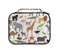 Cute Pattern with African Animals and Birds Pencil Bag Large Capacity Pencil Case for Colouring Pencils Pen Bag Marker Organizer