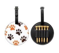 Cute Paw Print Golf Tee Holder Colorful Footprint Leather Golf Tee Organizer Bag for Women Men Water-Resistant Great Gifts for Golfer Lovers