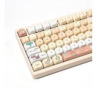 Cute PBT Keycaps - 75 Percent MOA Profile Dye-Sublimation, 132 Round Custom Keycaps Set for 60% 75% 80% 100% Mechanical Keyboard (Yellow)