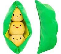Cute Pea Stuffed Toy - 3 Peas-in-A-Pod Plush With Detachable Beans, Soft Throw Pillow Plush Character Figure, Snuggle Doll With Face Expression For Home Decor, Ages 0+