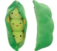 Cute Pea Stuffed Toy - 3 Peas-in-A-Pod Plush With Detachable Beans, Soft Throw Pillow Plush Character Figure, Snuggle Doll With Face Expression For Home Decor, Ages 0+