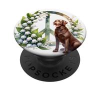 Cute Peace Sign Lily Of Valley Chocolate Labrador Retriever PopSockets Swappable PopGrip