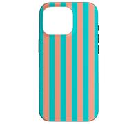 Cute Peach and Teal Vertical Stripes Pattern Minimalist Case for iPhone 16 Pro