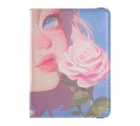 Cute Peach Anime Girl Leather Passport and Vaccine Card Holder Combo Vaccine Case Protector Cover Passport Holder Combo with Vaccine Card Slot Lightweight