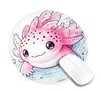 Cute Peach Axolotl Mouse Pad, Adorable Aquatic Creature Art, Non-Slip Waterproof Gaming Mousepad for Home & Office, Gift for Animal Lovers Round 8x8 Inch