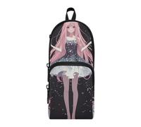 Cute Peach Cartoon Anime Girl Nylon 3 Compartments Pencil Bag With Zipper Multi-purpose and aesthetic Pencil Case For Girls School Stationery for Office