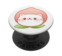 Cute Peach Cat Kawaii Neko-chan Heart Paws Purr Meow Kitten PopSockets Adhesive PopGrip