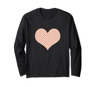 Cute Peach Pink Black Minimalist Boho Tiny Polka Dot Pattern Long Sleeve T-Shirt