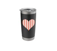 Cute Peach Salmon Coral Classic Vertical Stripe Pattern Stainless Steel Insulated Tumbler