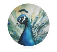 Cute Peacock Cutting Board Tempered Glass Chopping Block Sturdy Round Chopping Board Kitchen for Meat Vegetables Cheese And Charcuterie Butcher Board