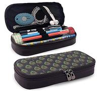 Cute Peacock Feather Gradient Pattern Leather Pencil Case Large Capacity Student Wear-Resistant Double Zipper Stationery Bag