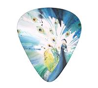 Cute Peacock Guitar Picks 12 Pcs Classical Triangle Guitar Plectrums Includes Thin, Medium & Heavy Gauges 3 Sizes for Bass Electric Acoustic Guitars Ukulele with Organizer Storage Box