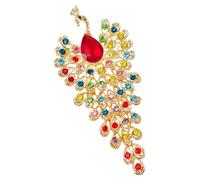 Cute Peacock Open Screen Brooch Pin, Stylish Peacocks Brooch, Shining Animal Pin Badges for Suit Scarf Hat, Dress and Coats(1pcs red)