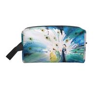 Cute Peacock Print Travel Bag Toiletry Makeup Organizer for Women and Men, Large Capacity for Cosmetic, Accessories, Toiletries, Shampoo, and Essentials
