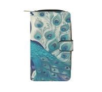 Cute Peacockm Wallet Multifunctional Leather Wallets for Men Compact Long Wallet Credit Card Holder Passport Bag