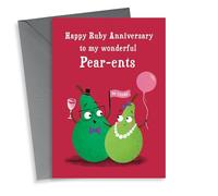 Cute Pear Pun Anniversary Card - Ruby Anniversary - Happy Ruby Anniversary To My Wonderful Parents