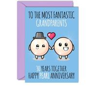 Cute Pearl Anniversary Card for Grandparents - 30 Years Together - Happy 30th Wedding Anniversary Cards for Nanny Grandad Grandma, A5 Greeting Cards Anniversaries