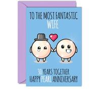 Cute Pearl Anniversary Card for Wife - 30 Years Together - Happy 30th Wedding Anniversary Cards for Wife from Husband, A5 Greeting Cards Anniversaries