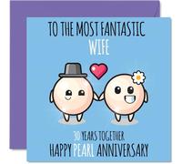 Cute Pearl Anniversary Card for Wife - 30 Years Together - Happy 30th Wedding Anniversary Cards for Wife from Husband, 145mm Greeting Cards Anniversaries