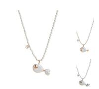 Cute Pearl Fish Zircon Pendant Necklace for Women, Natural Pearl Beach Ocean Jewelry Gift, Summer Fish Charm Choker for Anniversary Birthday Gift for Her (C)