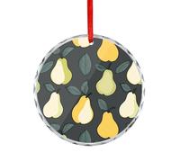 Cute Pears Pattern Hanging Decoration Glass Ornament | Christmas Tree Pendant Happy Engagement Gift for Wedding