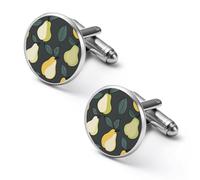 Cute Pears Pattern Men's Alloy Cufflinks Classic Cuff Link Fashion Shirt Accessories for Business Party Wedding 1.7cm