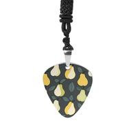 Cute Pears Pattern Vintage Pick Necklace Guitar Bass Pick Pendant &B Steel Music Jewelry for Music Lovers